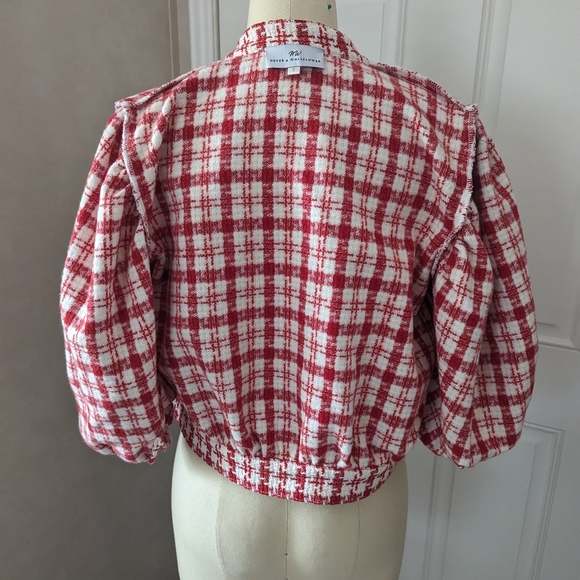 Never A Wallflower Button up Tweed Jacket Red & White - Picture 11 of 16